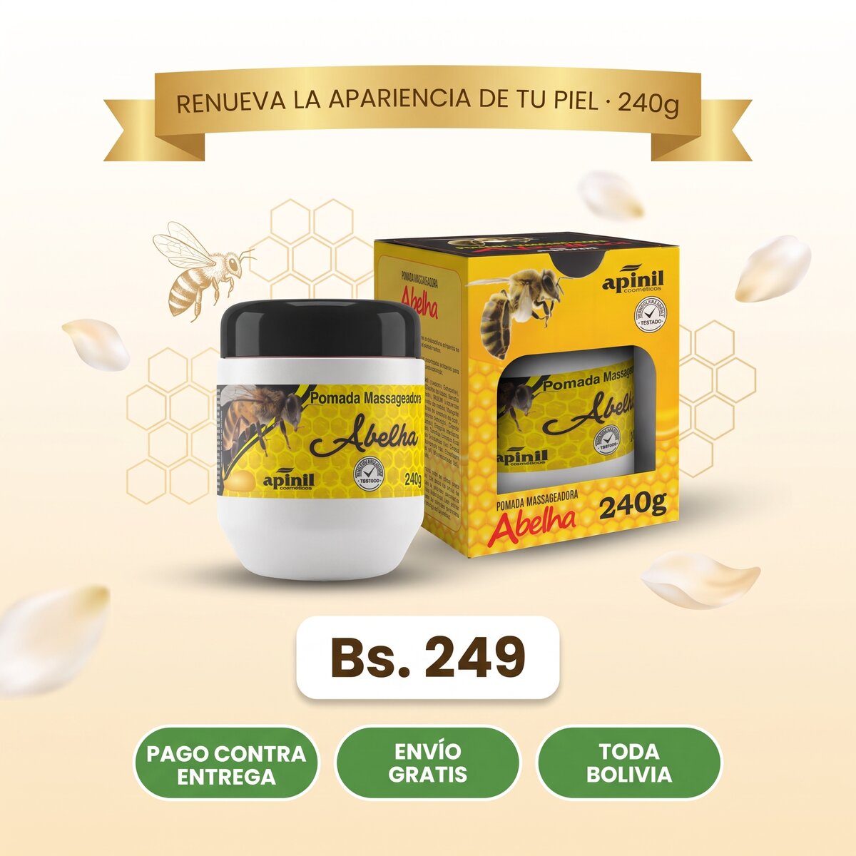 Crema de Veneno de Abeja para la piel — pago contra entrega y envío gratis en toda Bolivia